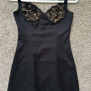 White Fox Black Lace Trim mini dress